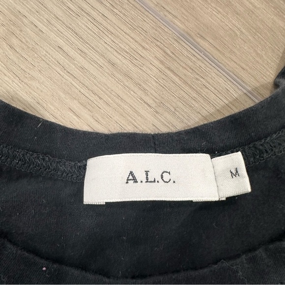 A.L.C. Karlie puff sleeve t shirt 3/4 sleeves medium black boho everyday casual - Picture 4 of 6